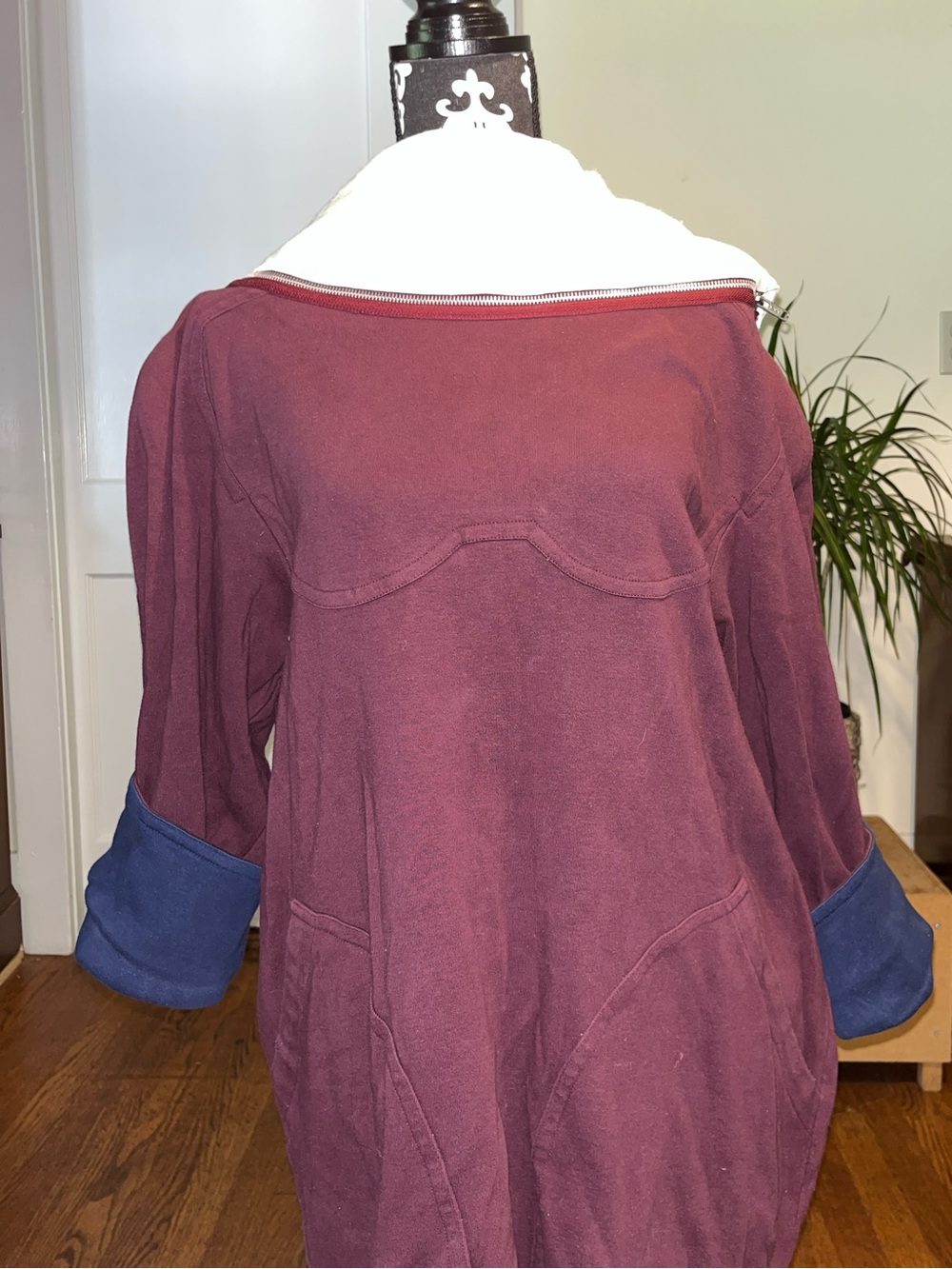 Vintage Thierry Mugler Burgundy Hooded Zip Tunic top– Anna Bayle Archives 6072